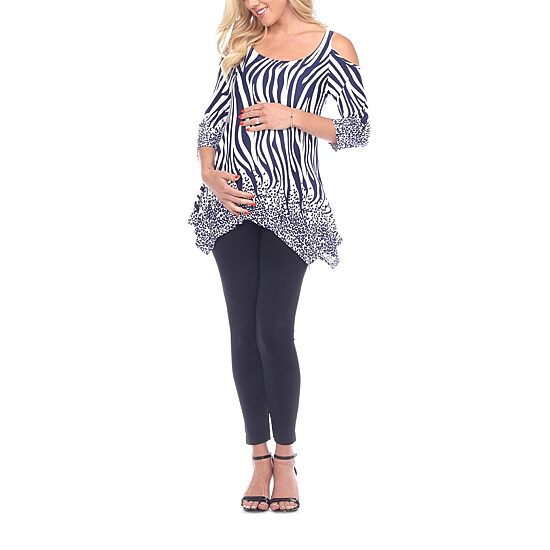White Mark Plus Maternity Womens Scoop Neck 3/4 Sleeve Tunic Top