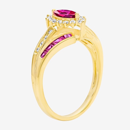 Lab-Created Gemstone 14K Gold Over Silver Cocktail Ring