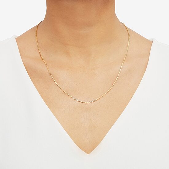Made in Italy Womens 14K Gold 18 Inch Fashion Chain Necklace