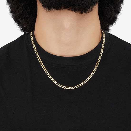 Unisex Adult 14K Gold 22 Inch Figaro Chain Necklace
