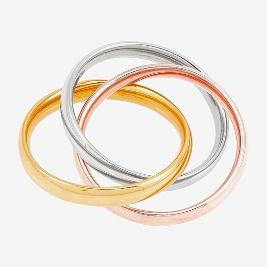 Womens 3MM 14K Tri-Color Gold Round Band