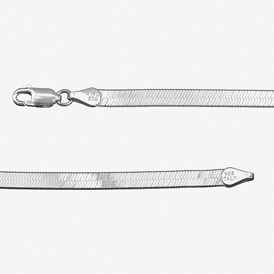 Made in Italy Unisex Adult Sterling Silver 7.5 Inch Solid Herringbone Chain Bracelet