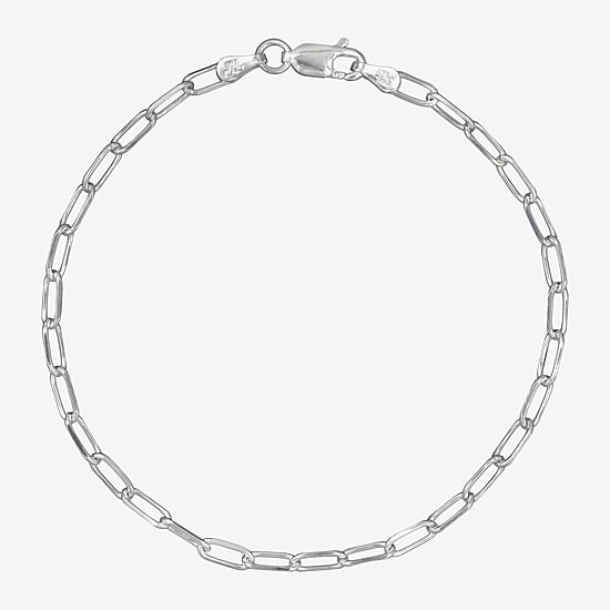 Made in Italy Unisex Adult Sterling Silver 7.5 Inch Solid Paperclip Chain Bracelet