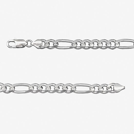 Made in Italy Mens Sterling Silver 8 1/2 Inch Solid Figaro Chain Bracelet
