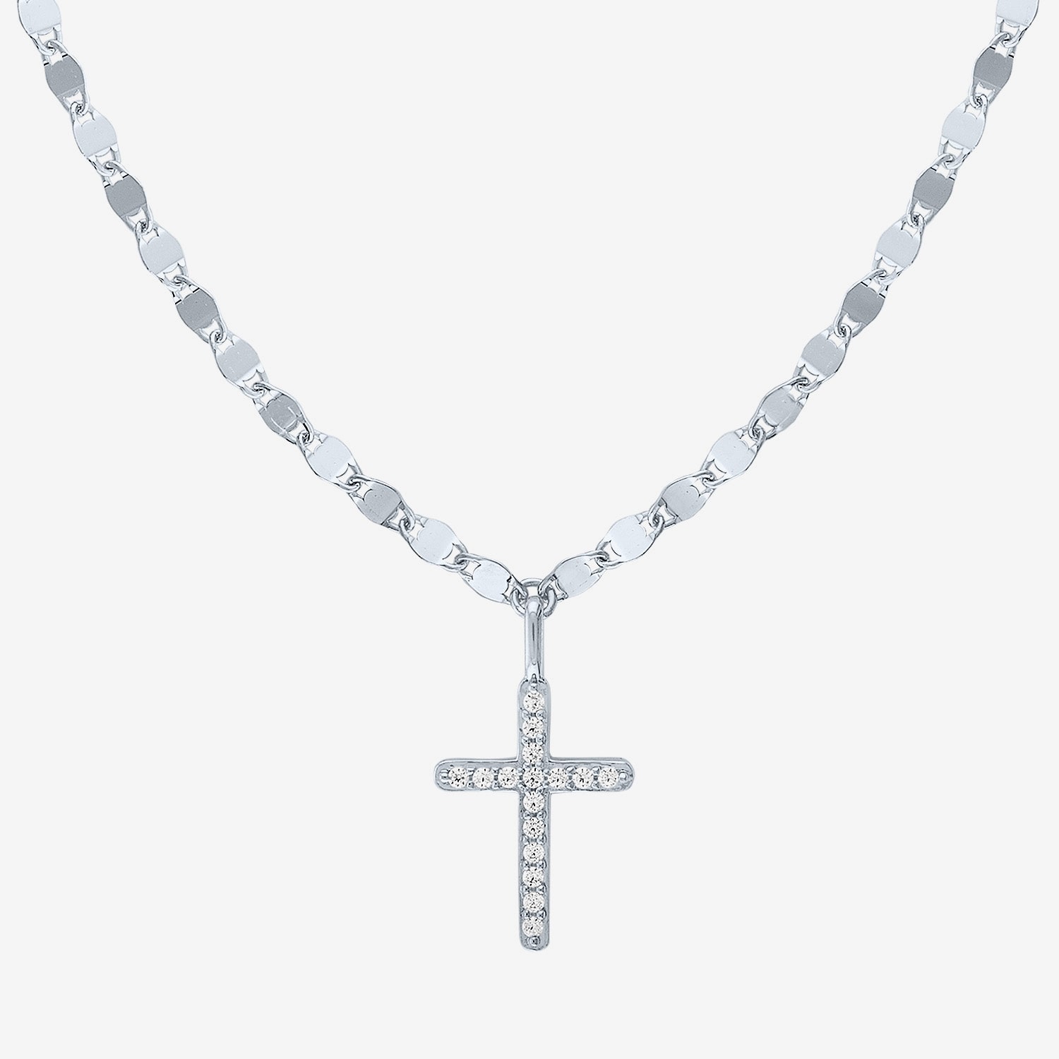 (G-H / I1-I2) Womens 1/10 CT. T.W. Lab Grown White Diamond Sterling Silver or 14K Gold Over Cross Pendant Necklace