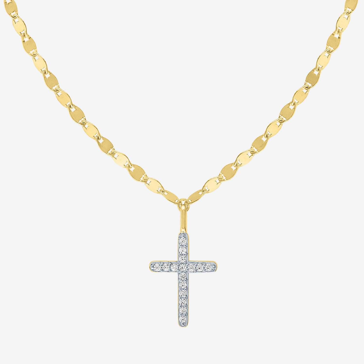 (G-H / I1-I2) Womens 1/10 CT. T.W. Lab Grown White Diamond Sterling Silver or 14K Gold Over Cross Pendant Necklace
