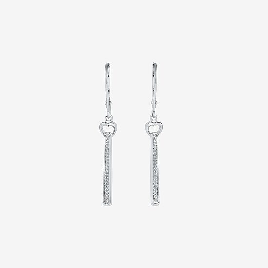 Linear Womens 1/10 CT. T.W. Natural White Diamond Sterling Silver Drop Earrings