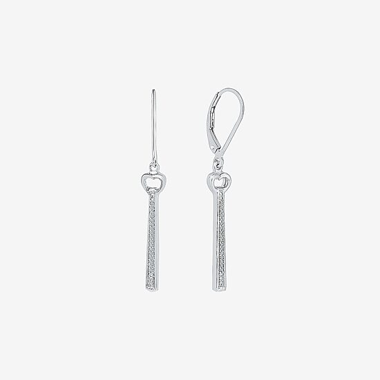Linear Womens 1/10 CT. T.W. Natural White Diamond Sterling Silver Drop Earrings