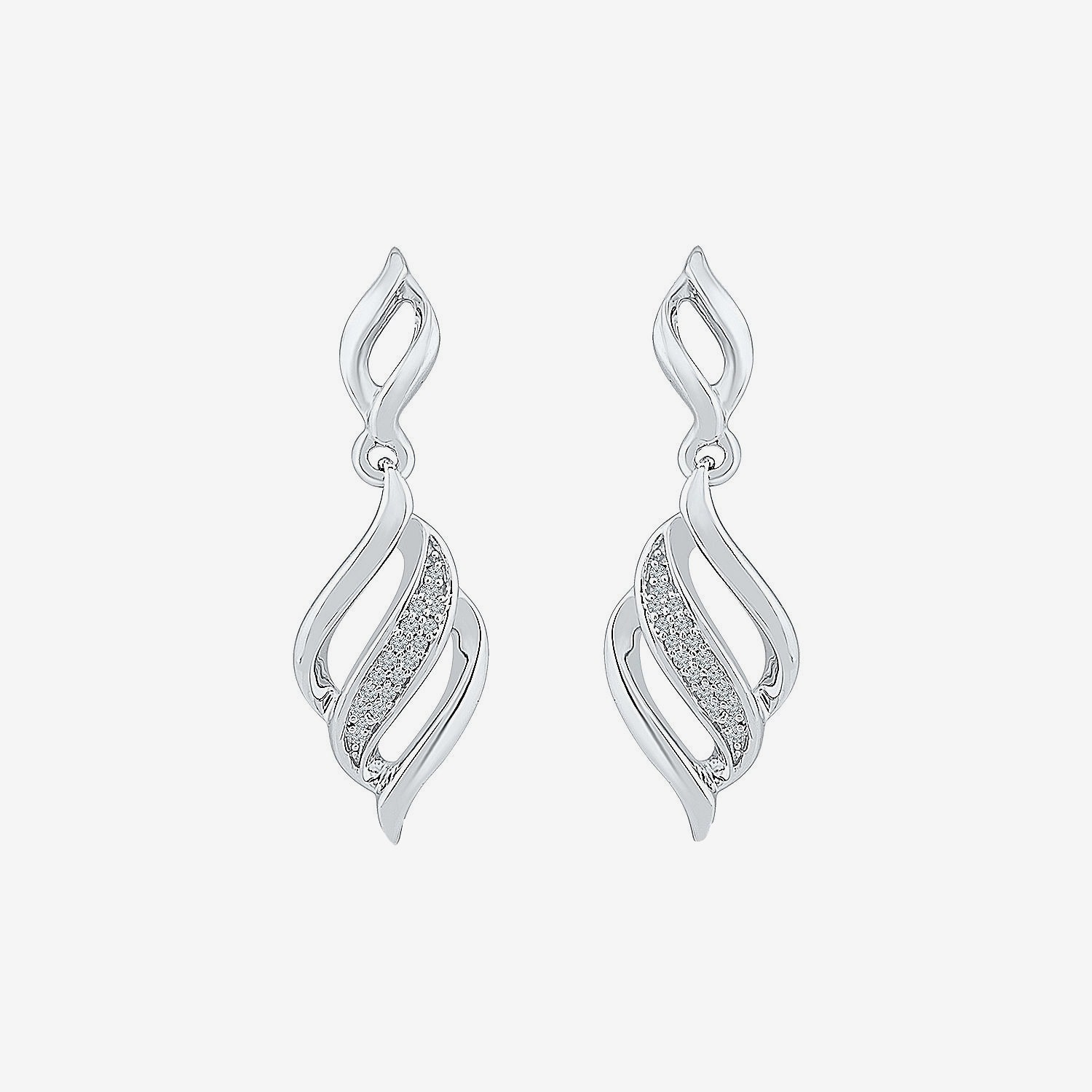 Womens Diamond Accent Natural White Diamond Sterling Silver Drop Earrings