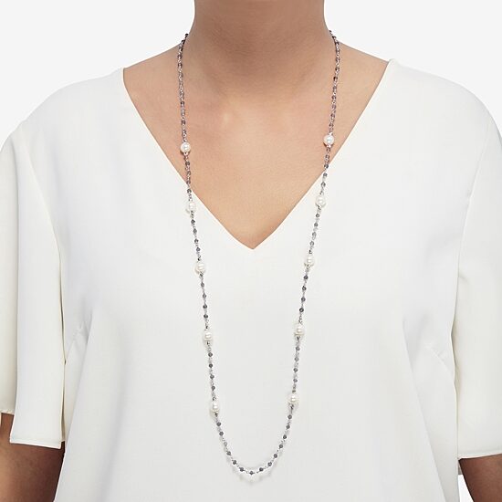 Limited Quantities! Womens White Sterling Silver 36 Inch Strand Necklace