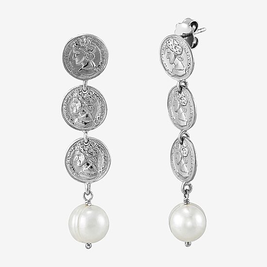 Limited Quantities! Womens Dyed White Cultured Freshwater Pearl Sterling Silver Drop Earrings