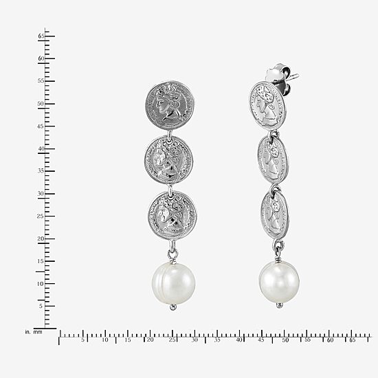 Limited Quantities! Womens Dyed White Cultured Freshwater Pearl Sterling Silver Drop Earrings