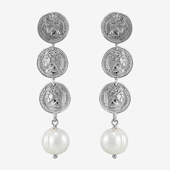 Limited Quantities! Womens Dyed White Cultured Freshwater Pearl Sterling Silver Drop Earrings