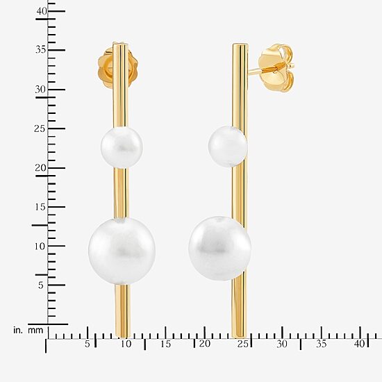 Limited Quantities! Womens Dyed White Cultured Freshwater Pearl 14K Gold Drop Earrings