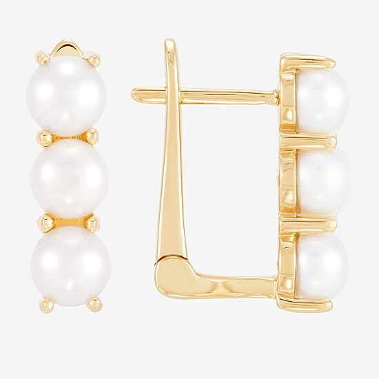 Limited Quantities! Womens Dyed White Cultured Freshwater Pearl 14K Gold 17mm Hoop Earrings