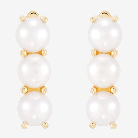 Limited Quantities! Womens Dyed White Cultured Freshwater Pearl 14K Gold 17mm Hoop Earrings