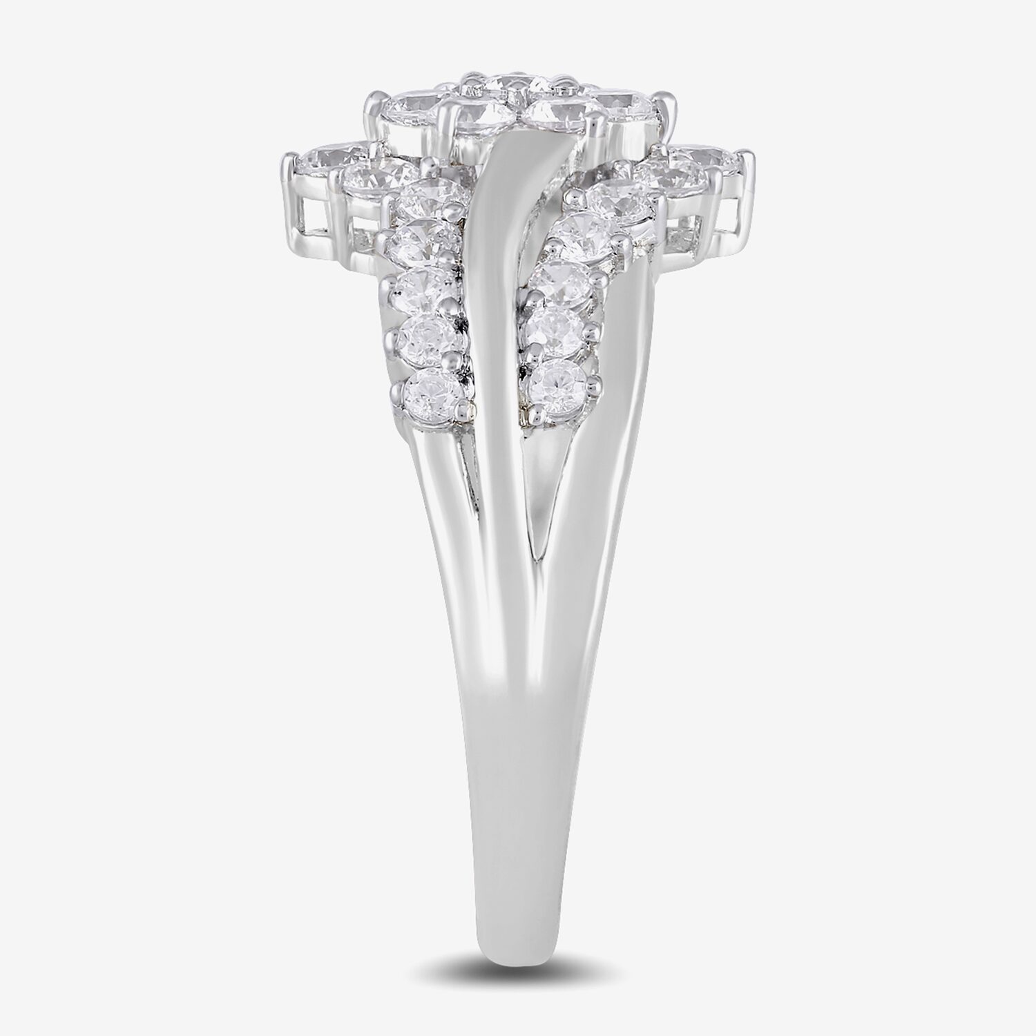 Womens 1 CT. T.W. Lab Grown White Diamond 10K Gold Side Stone Cocktail Ring