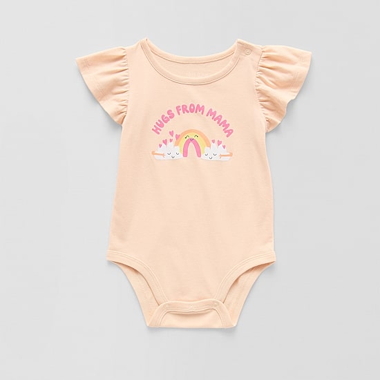 Okie Dokie Baby Girls Round Neck Short Sleeve Bodysuit