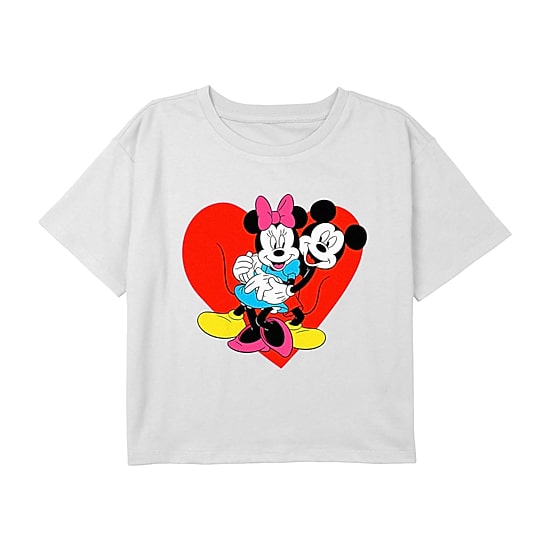 Disney Collection Little & Big Kid Girls Crew Neck Short Sleeve Regular Fit Mickey Mouse Minnie Mouse Graphic T-Shirt