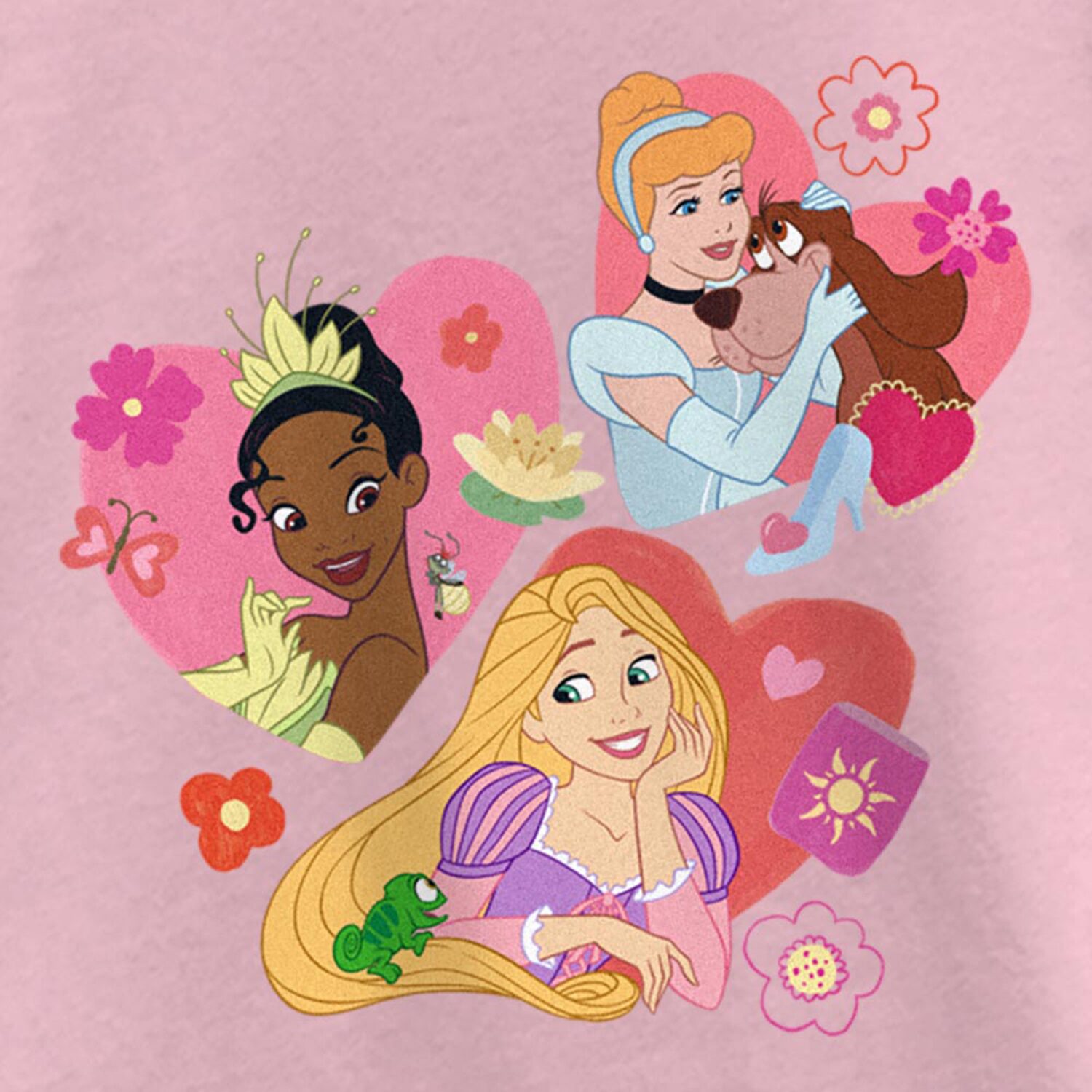 Disney Collection Little & Big Kid Girls Crew Neck Short Sleeve Regular Fit Cinderella Princess Rapunzel Graphic T-Shirt