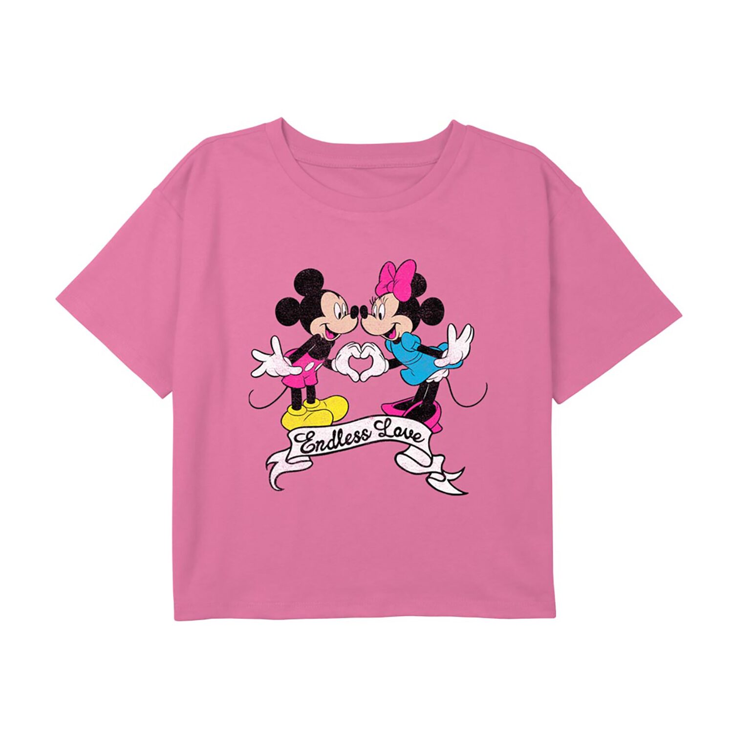 Disney Collection Little & Big Kid Girls Crew Neck Short Sleeve Regular Fit Mickey Mouse Minnie Graphic T-Shirt