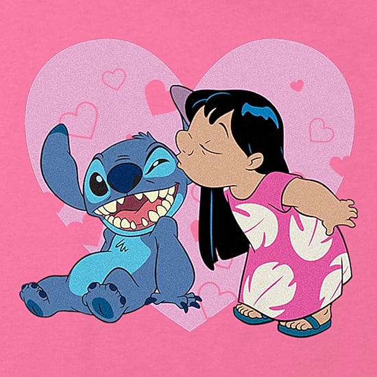 Disney Collection Little & Big Kid Girls Crew Neck Short Sleeve Regular Fit Lilo & Stitch Graphic T-Shirt