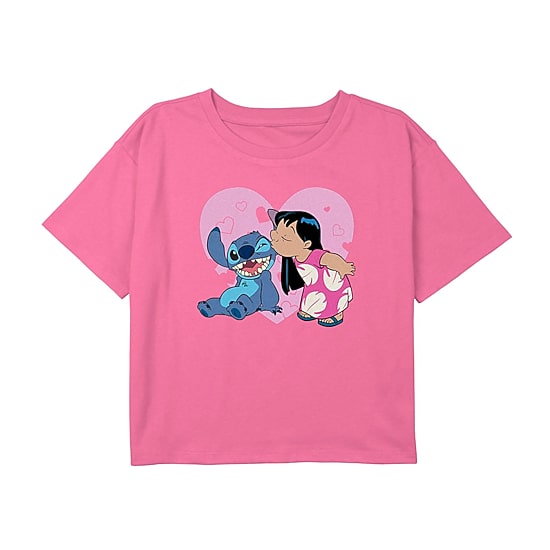 Disney Collection Little & Big Kid Girls Crew Neck Short Sleeve Regular Fit Lilo & Stitch Graphic T-Shirt