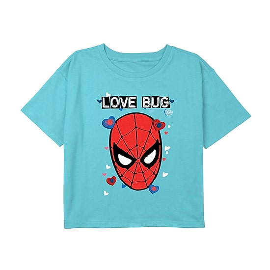 Disney Collection Little & Big Kid Girls Crew Neck Short Sleeve Regular Fit Spiderman Graphic T-Shirt