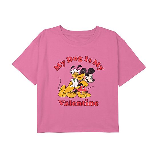 Disney Collection Little & Big Kid Girls Crew Neck Short Sleeve Regular Fit Mickey Mouse Minnie Mouse Graphic T-Shirt