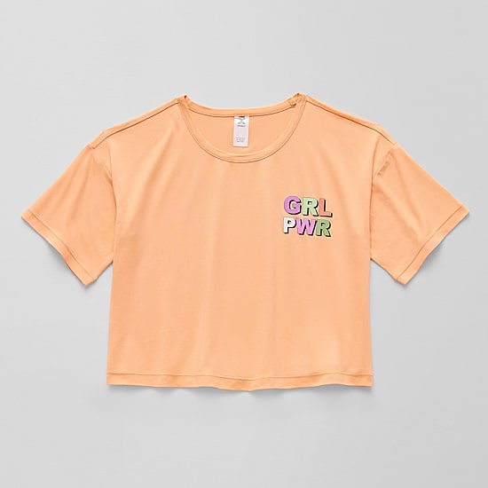 Xersion Soft Performance Waist Length Little & Big Kid Girls Crew Neck Short Sleeve Regular Fit Graphic T-Shirt