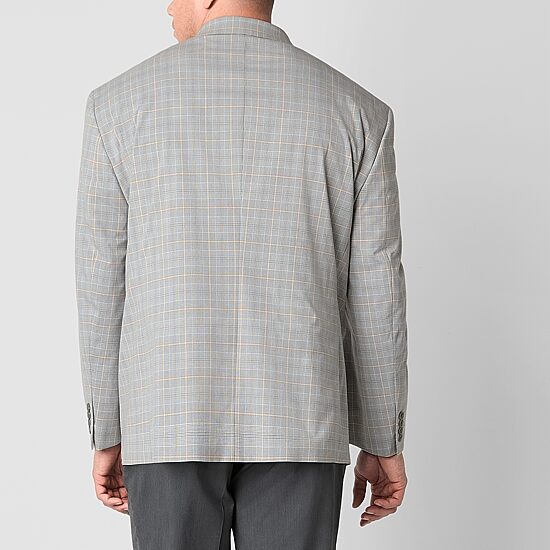 J. Ferrar Mens Big and Tall Plaid Regular Fit Sport Coat