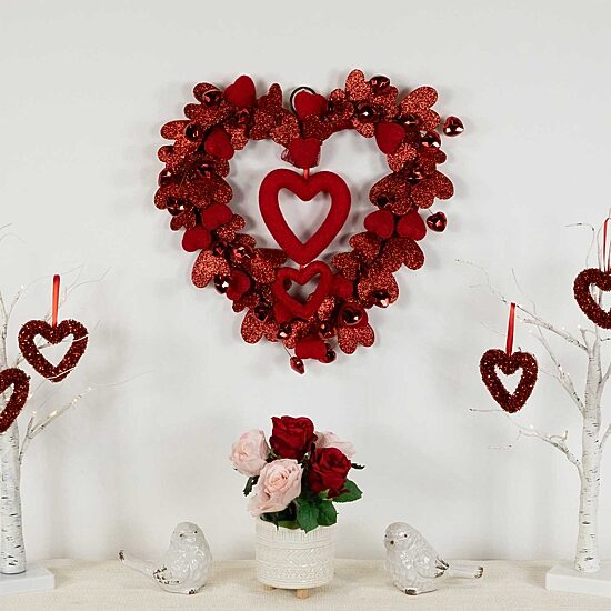 Northlight Red Heart Shaped Glitter Wreath