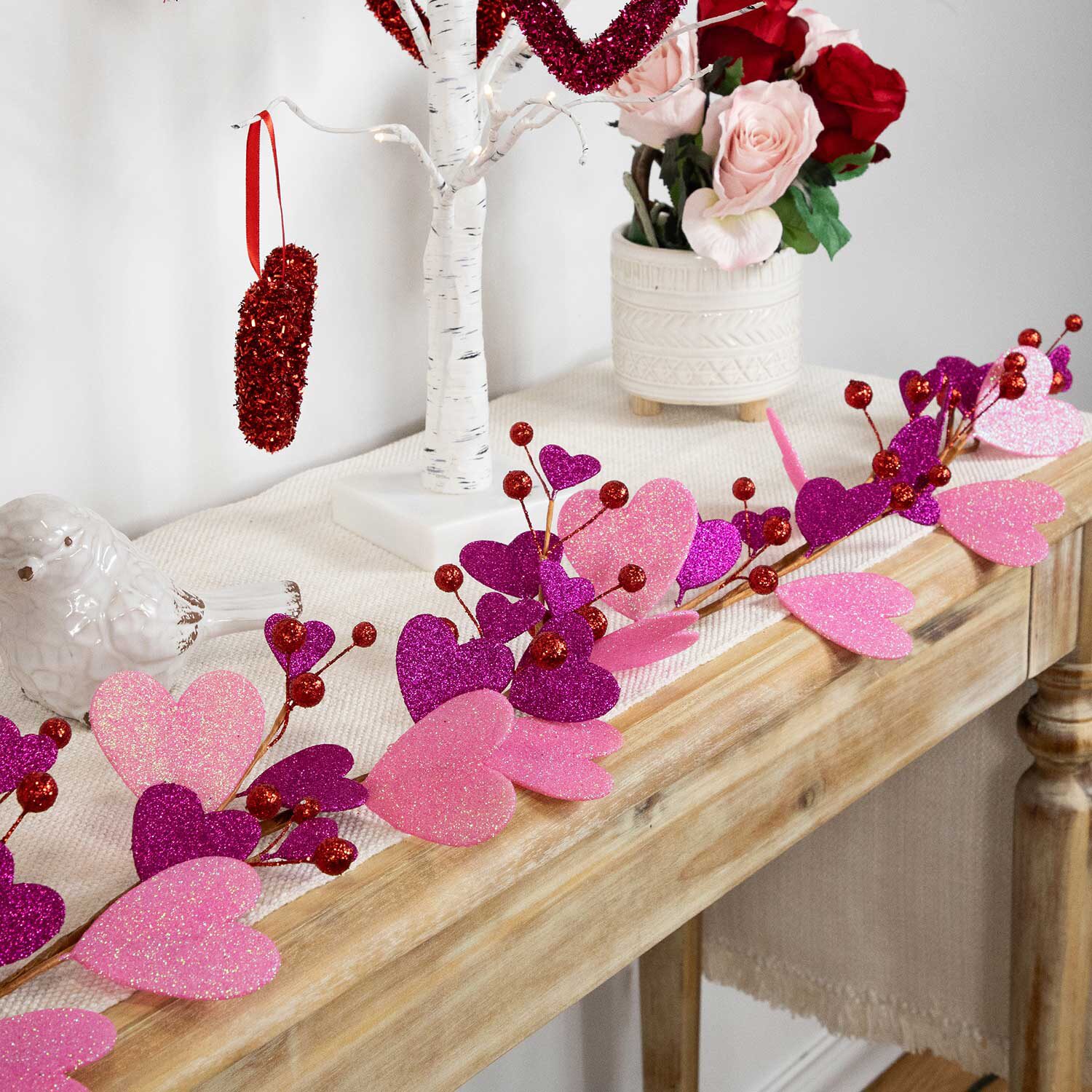 Northlight Glittered Hearts And Berries Valentines Day Indoor Garland
