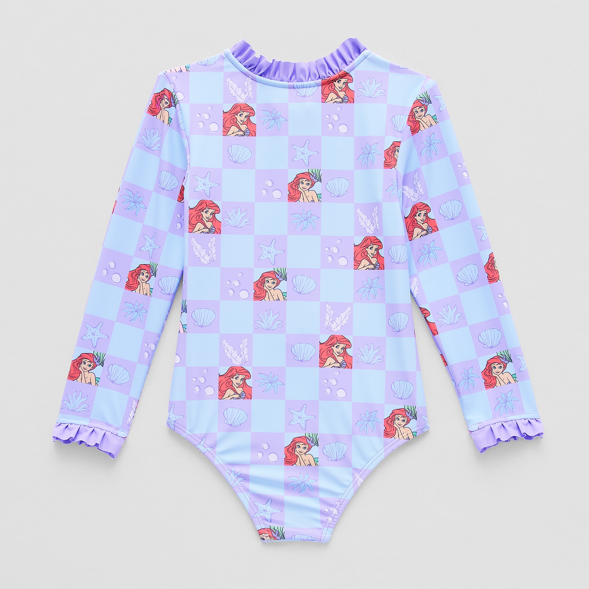 Disney Collection Little & Big Kid Girls Ariel Long Sleeve One Piece Swimsuit
