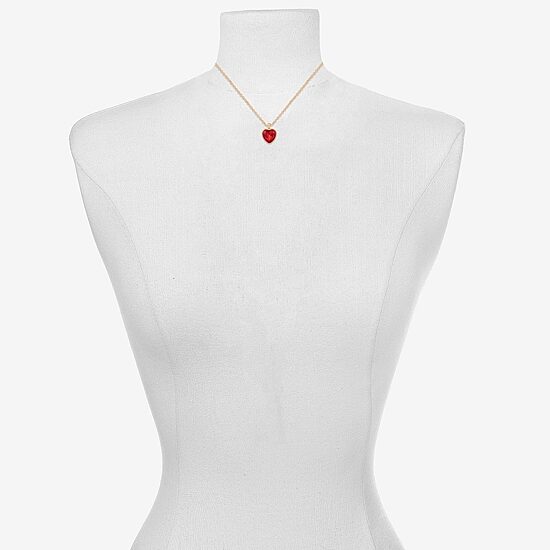 Bijoux Bar Delicates Gold Tone Womens Red Glass Heart 16 Inch Pendant Necklace