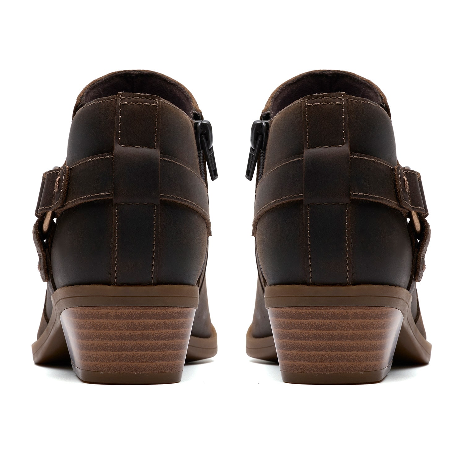 Clarks Womens Danyelle Gema Stacked Heel Booties