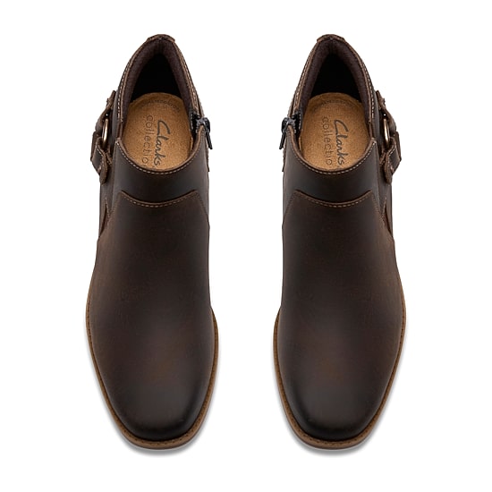 Clarks Womens Danyelle Gema Stacked Heel Booties