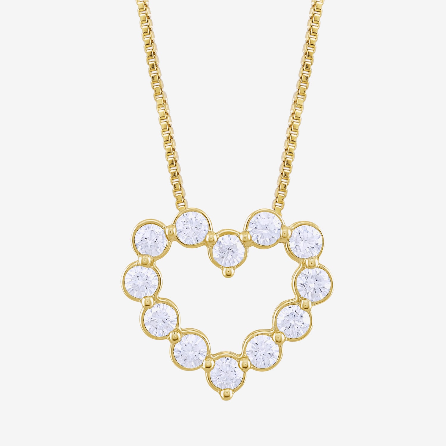 (I / I2) Womens Lab Grown White Diamond 10K Gold Heart 18 Inch Pendant Necklace
