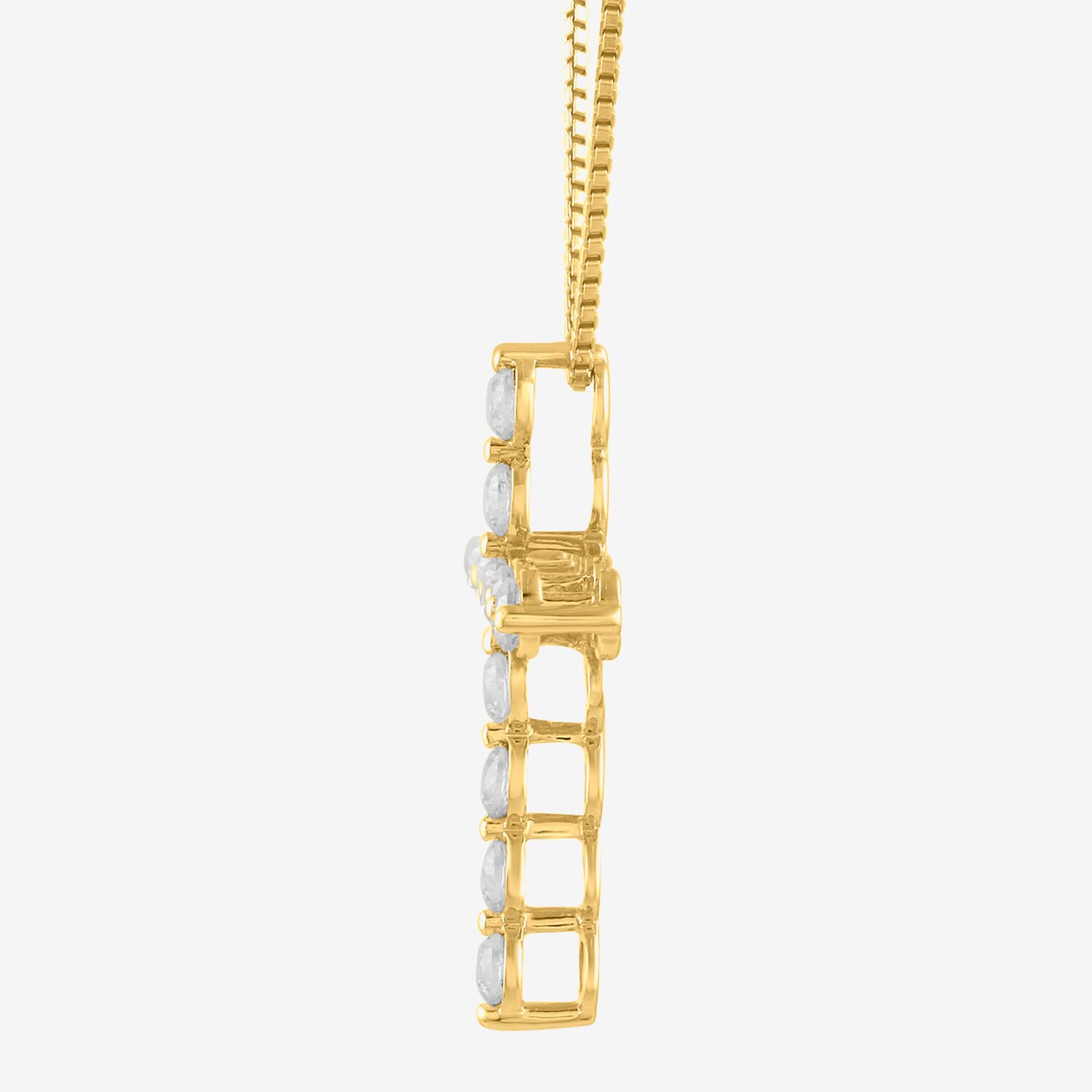 Cross (I / I2) Womens Lab Grown White Diamond 10K Gold Cross 18 Inch Pendant Necklace