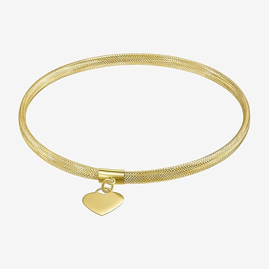 Made in Italy Womens 10K Gold Heart Stretch Bracelet