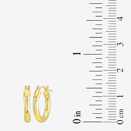 Womens 14K Gold 15mm Round Hoop Earrings