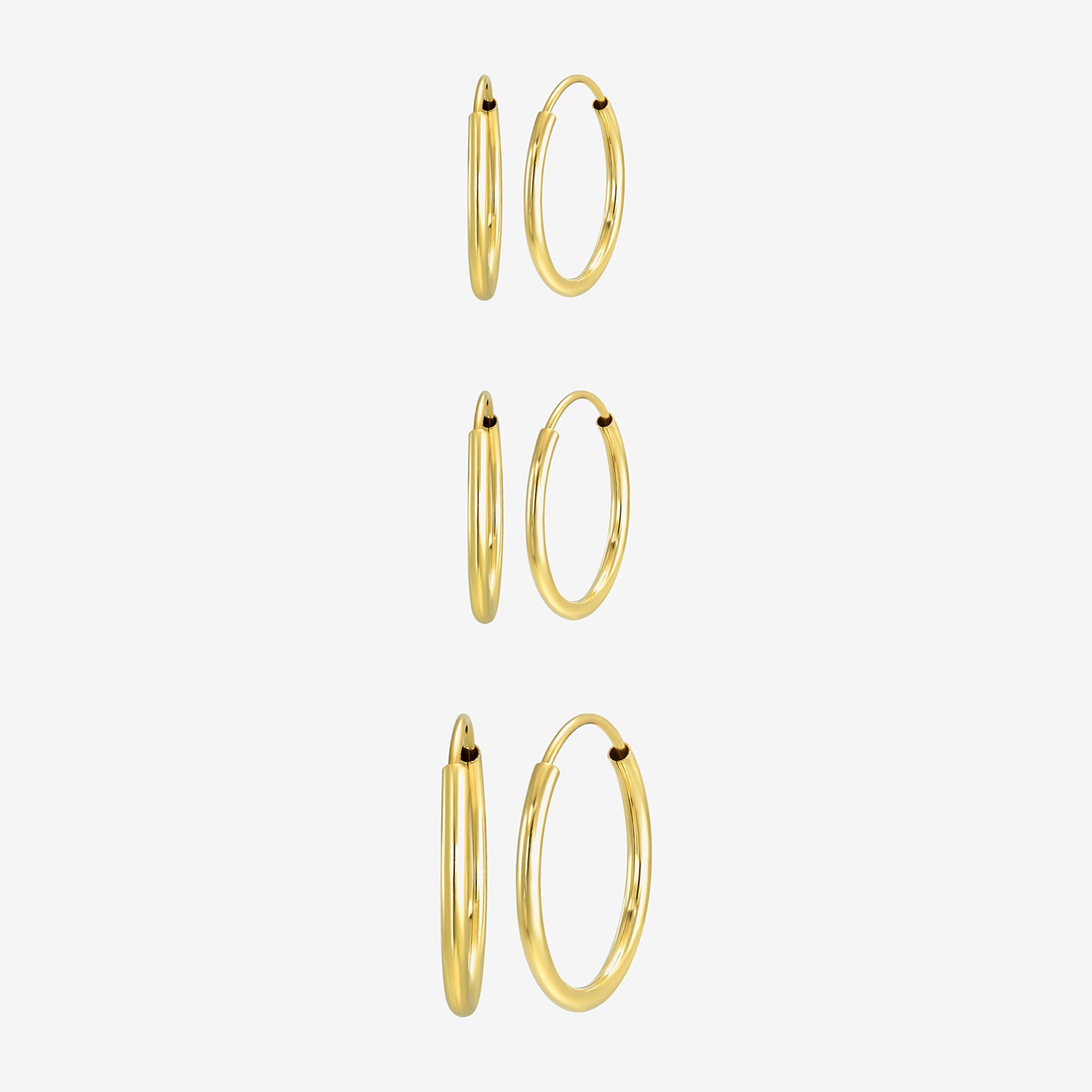 Womens 14K Gold Round 3 Pair Earring Set
