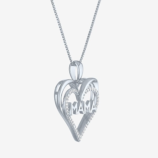 (G-H / Si2-I1) Womens 1/10 CT. T.W. Lab Grown White Diamond Sterling Silver Heart 18 Inch Pendant Necklace