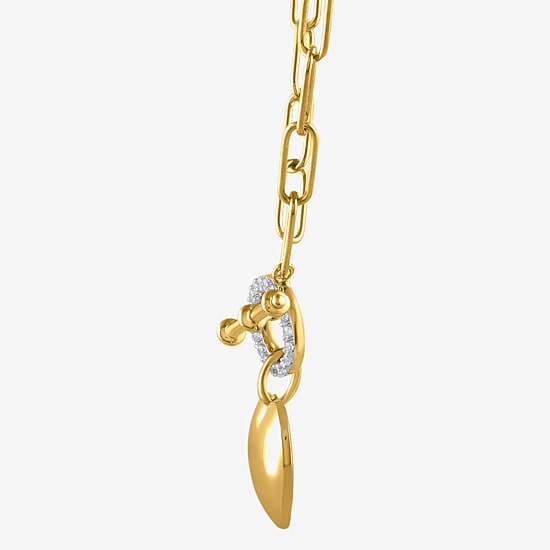 (I / I2) Womens 1/10 CT. T.W. Lab Grown White Diamond 14K Gold Over Silver Heart 18 Inch Pendant Necklace