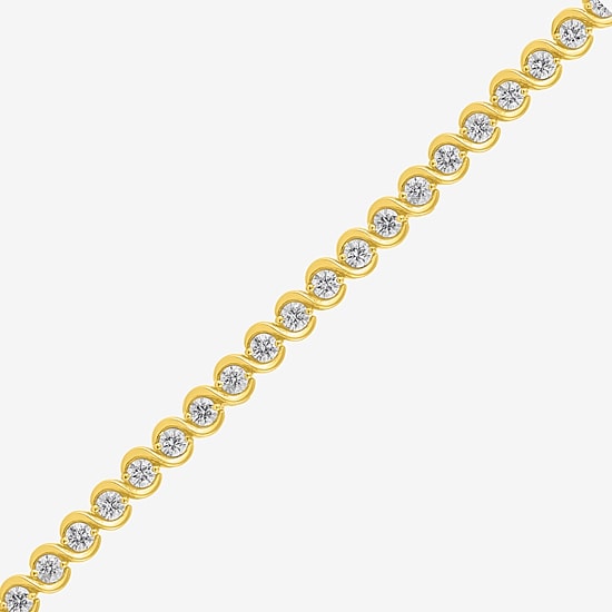 (I / I2) Womens 3 CT. T.W. Lab Grown White Diamond 14K Gold Over Silver 7.25 Inch Tennis Bracelet