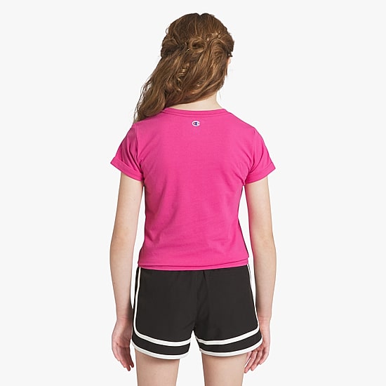 Champion Tie Front Big Kid Girls Crew Neck Short Sleeve Regular Fit Graphic T-Shirt