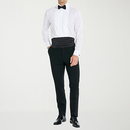 Nick Graham 4-Piece Tuxedo Spread Collar Long Sleeve Stretch Fabric Tuxedo Shirt