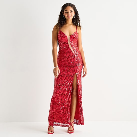 by&by Womens Juniors V Neck Sleeveless Beaded Sequin Bodycon Dress