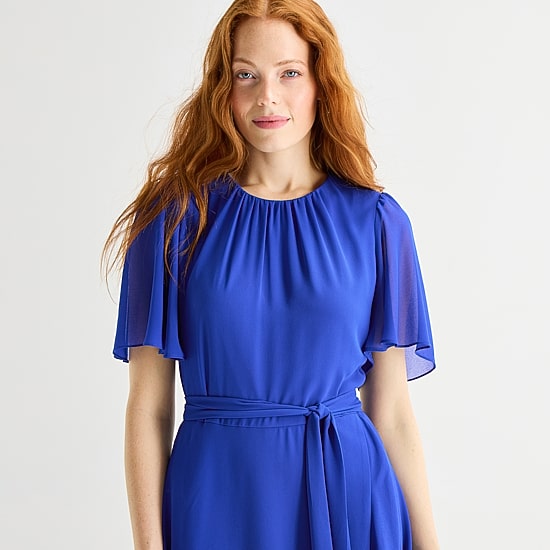 Jessica Howard Womens High-Low Crew Neck Short Sleeve Bell Fit + Flare Dress