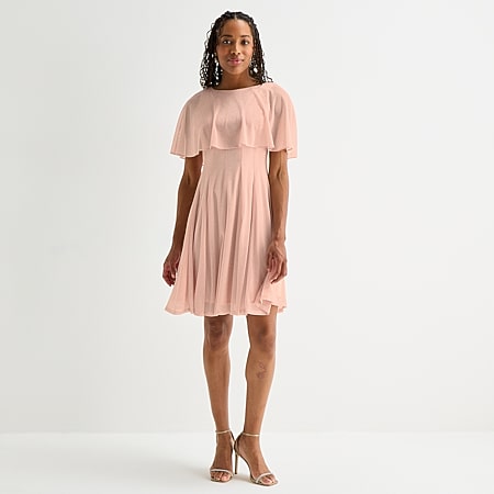 j taylor short sleeve cape fit & flare dress J Taylor Short Sleeve Fit + Flare Dress, Color: Navy